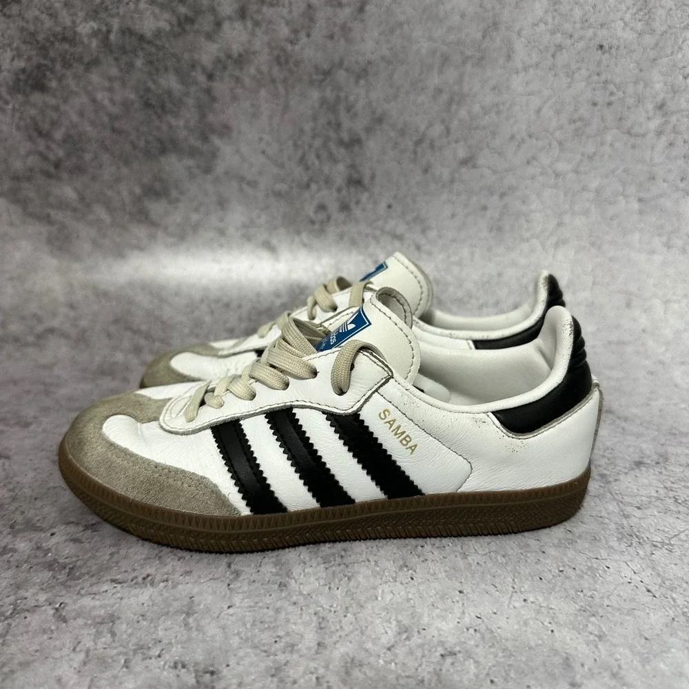 Adidas Samba OG Kids Size 12K White Black Gum Leather Sneakers IE3677 Low
